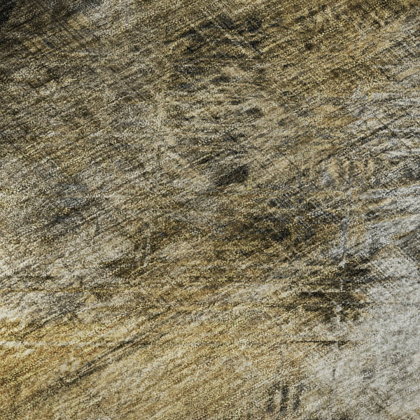 HomeRoots 8' Coffee Gray & Ivory Abstract Round Rug - Washable, UV-Protected, Perfect for Busy Homes! 650761