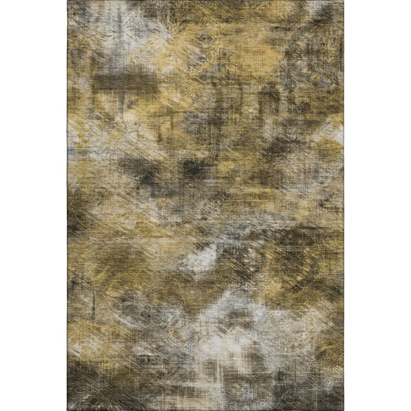 HomeRoots 8' X 10' Abstract Area Rug in Coffee Gray & Ivory | Washable, UV Protected, Stain Resistant Design 650762