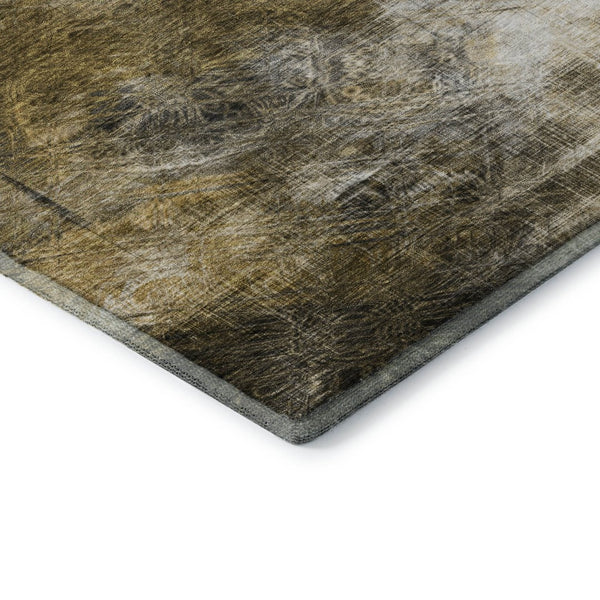 HomeRoots 8' X 10' Abstract Area Rug in Coffee Gray & Ivory | Washable, UV Protected, Stain Resistant Design 650762