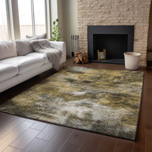 HomeRoots 8' X 10' Abstract Area Rug in Coffee Gray & Ivory | Washable, UV Protected, Stain Resistant Design 650762