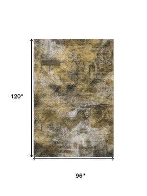 HomeRoots 8' X 10' Abstract Area Rug in Coffee Gray & Ivory | Washable, UV Protected, Stain Resistant Design 650762