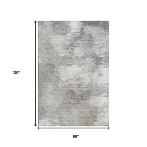 HomeRoots 8' X 10' Beige And Ivory Abstract Washable Area Rug - Stylish, Stain-Resistant, UV Protected Design 650768