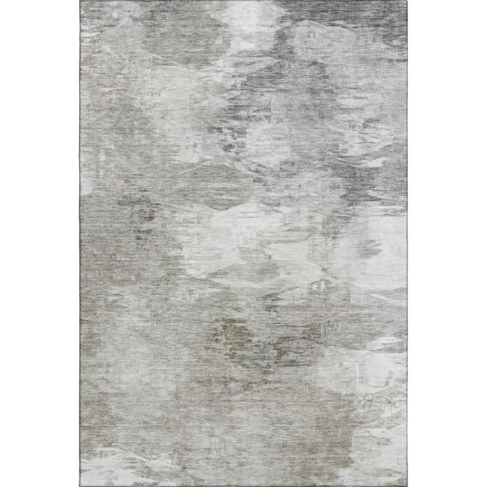 HomeRoots 8' X 10' Beige And Ivory Abstract Washable Area Rug - Stylish, Stain-Resistant, UV Protected Design 650768
