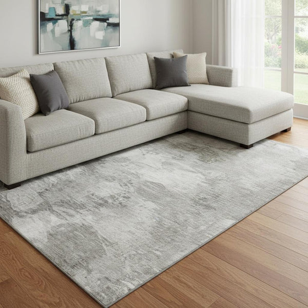HomeRoots 8' X 10' Beige And Ivory Abstract Washable Area Rug - Stylish, Stain-Resistant, UV Protected Design 650768