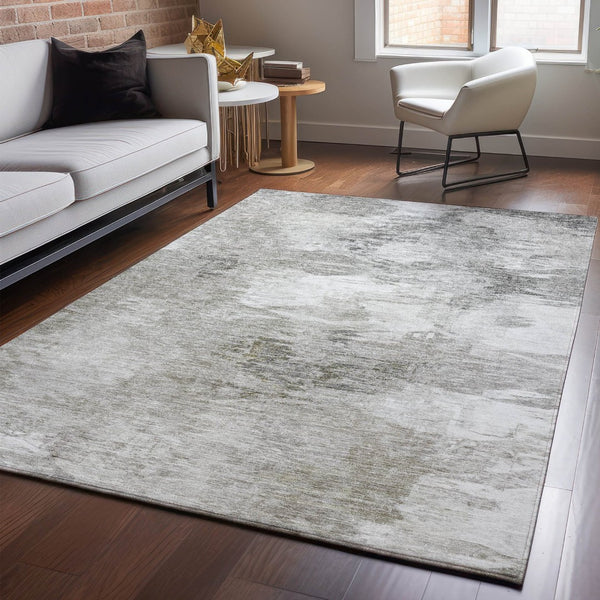 HomeRoots 9' X 12' Washable Beige & Ivory Abstract Area Rug with UV Protection for Stylish, Durable Spaces 650769