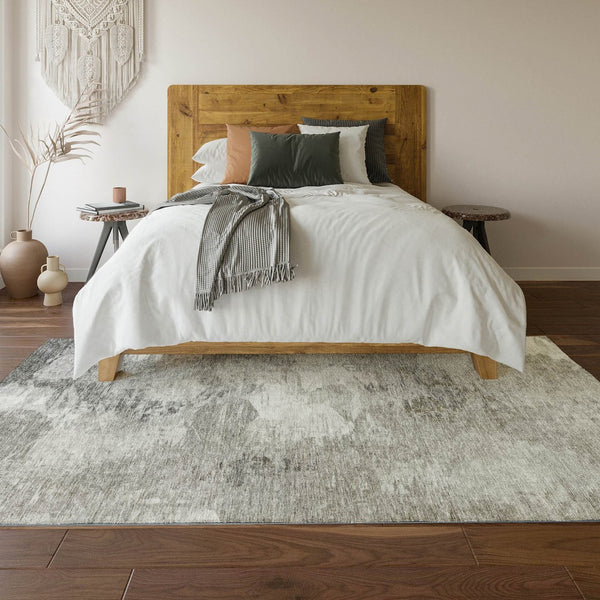 HomeRoots 9' X 12' Washable Beige & Ivory Abstract Area Rug with UV Protection for Stylish, Durable Spaces 650769