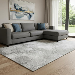 HomeRoots 9' X 12' Washable Beige & Ivory Abstract Area Rug with UV Protection for Stylish, Durable Spaces 650769