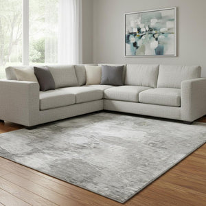 HomeRoots 10' X 14' Beige and Ivory Abstract Area Rug - Washable, UV-Protected, Durable for Busy Homes 650770