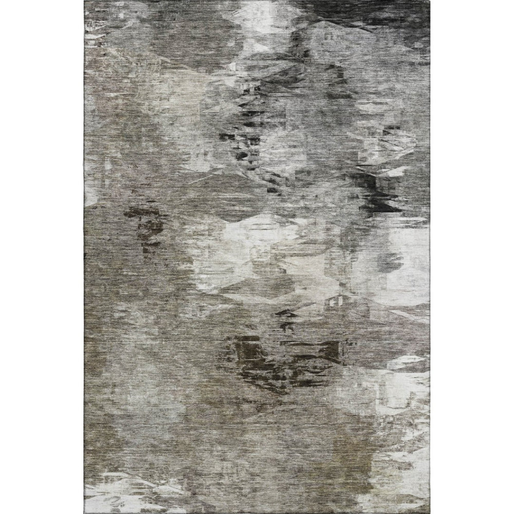 HomeRoots 5' X 8' Taupe & Ivory Abstract Washable Area Rug – UV Protected, Durable Design for Modern Homes 650772