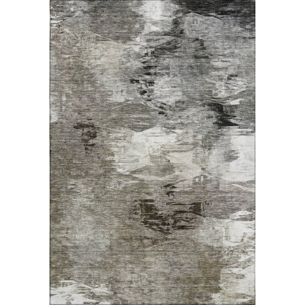 HomeRoots 5' X 8' Taupe & Ivory Abstract Washable Area Rug – UV Protected, Durable Design for Modern Homes 650772