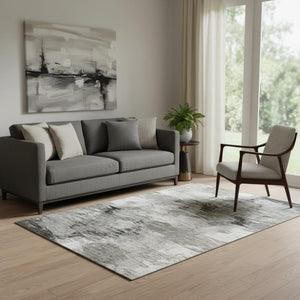 HomeRoots 5' X 8' Taupe & Ivory Abstract Washable Area Rug – UV Protected, Durable Design for Modern Homes 650772