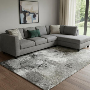 HomeRoots 8' X 10' Stylish Taupe & Ivory Abstract Area Rug - Washable, UV Protected, Stain Resistant Design! 650774