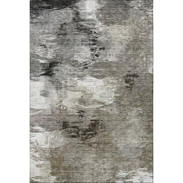 HomeRoots 9' X 12' Taupe And Ivory Abstract Washable Area Rug – Stylish, Durable, UV Protected for Busy Homes! 650775