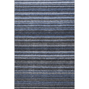 HomeRoots 10' Blue and Gray Striped Washable Area Rug - UV Protected, Stain-Resistant, Perfect for Family Spaces! 650782