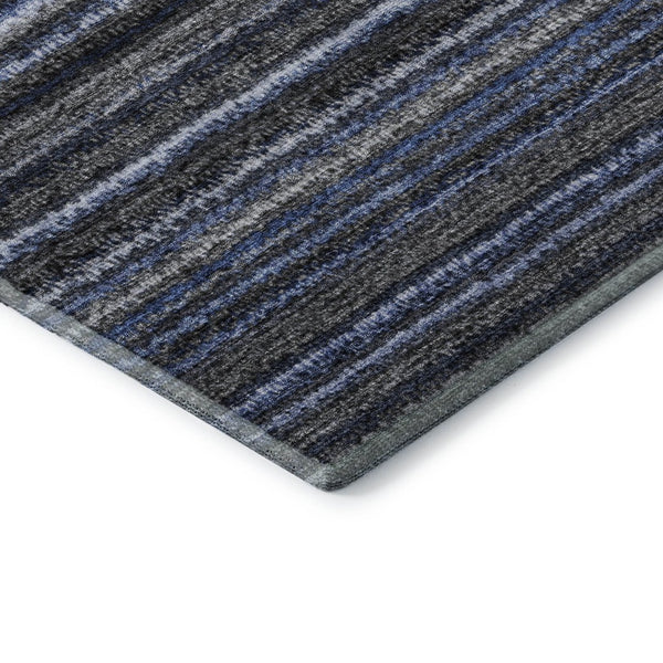 HomeRoots 10' Blue and Gray Striped Washable Area Rug - UV Protected, Stain-Resistant, Perfect for Family Spaces! 650782