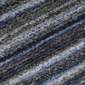 HomeRoots 10' Blue and Gray Striped Washable Area Rug - UV Protected, Stain-Resistant, Perfect for Family Spaces! 650782