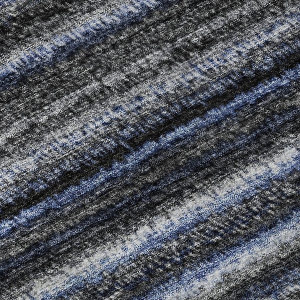 HomeRoots 10' Blue and Gray Striped Washable Area Rug - UV Protected, Stain-Resistant, Perfect for Family Spaces! 650782