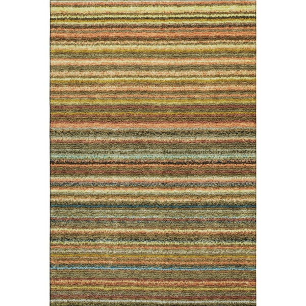 HomeRoots 10' Coral Green & Blue Striped Washable Area Rug - UV Protection, Stain Resistant, Perfect for Homes! 650788