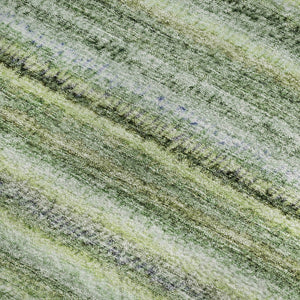 HomeRoots 5' X 8' Striped Washable Area Rug in Green and Blue - UV Protected, Pet-Friendly, Stylish Design 650790