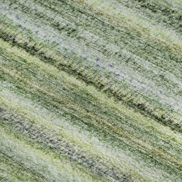 HomeRoots 5' X 8' Striped Washable Area Rug in Green and Blue - UV Protected, Pet-Friendly, Stylish Design 650790