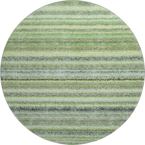 HomeRoots 8' Green And Blue Striped Washable Round Rug with UV Protection - Durable, Stylish, Easy Care Floor Accent 650791