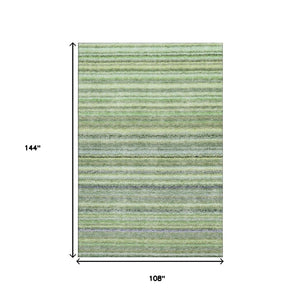 HomeRoots 9' Green and Blue Striped Washable Area Rug with UV Protection - Durable, Stain-Resistant, Stylish Decor 650793