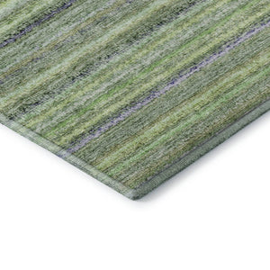 HomeRoots 9' Green and Blue Striped Washable Area Rug with UV Protection - Durable, Stain-Resistant, Stylish Decor 650793