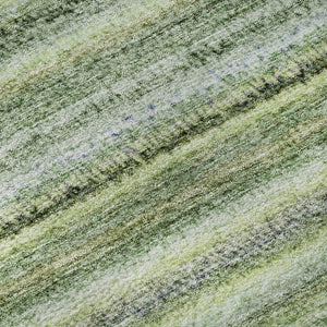 HomeRoots 9' Green and Blue Striped Washable Area Rug with UV Protection - Durable, Stain-Resistant, Stylish Decor 650793