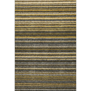 HomeRoots 5' X 8' Stylish Gold Ivory Gray Striped Washable Area Rug with UV Protection for High-Traffic Rooms 650796