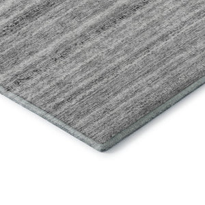 HomeRoots 5' X 8' Gray And Silver Striped Area Rug - Washable, UV Protected, Stain Resistant, Durable Design! 650802