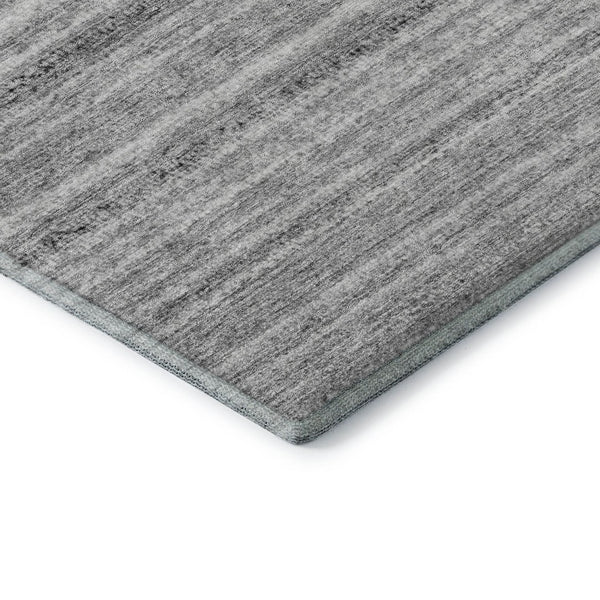 HomeRoots 5' X 8' Gray And Silver Striped Area Rug - Washable, UV Protected, Stain Resistant, Durable Design! 650802