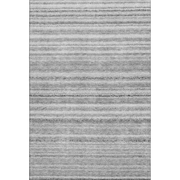 HomeRoots 8' X 10' Gray & Silver Striped Washable Area Rug - Durable, UV-Protected & Stain-Resistant Design 650804