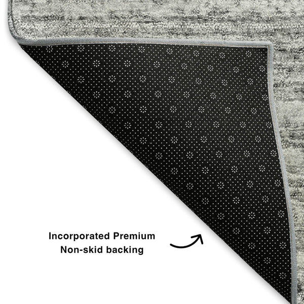 HomeRoots 8' X 10' Gray & Silver Striped Washable Area Rug - Durable, UV-Protected & Stain-Resistant Design 650804