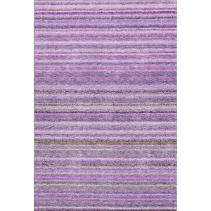 HomeRoots 5' Purple and Gray Striped Washable Area Rug - Durable, Stain-Resistant, UV-Protected for Homes 650808