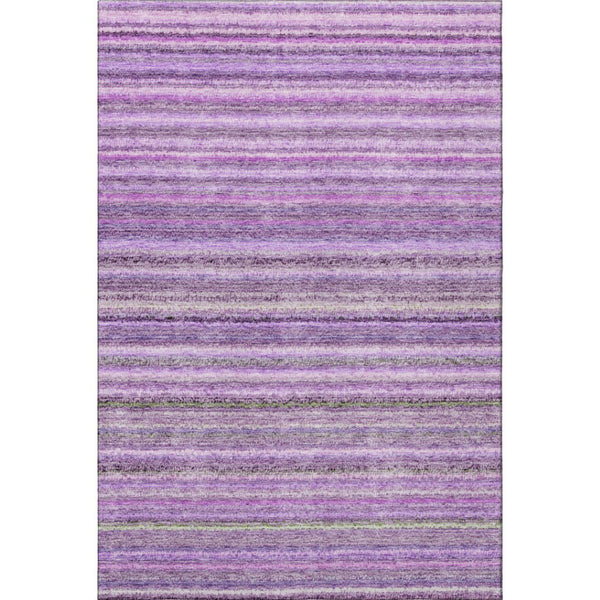 HomeRoots 9' X 12' Stylish Purple and Gray Striped Washable Area Rug with UV Protection for High-Traffic Spaces 650811