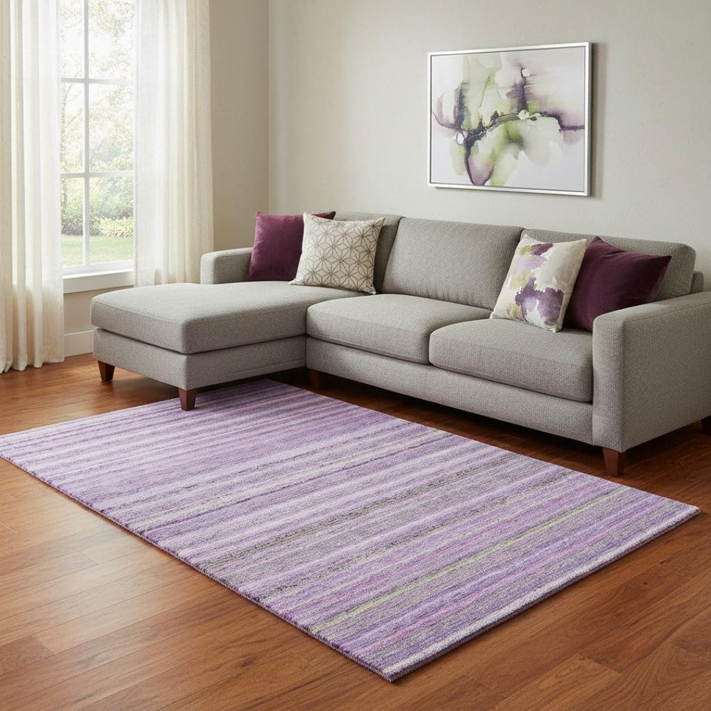HomeRoots 10' X 14' Washable Purple & Gray Striped Area Rug with UV Protection for Durable Indoor & Outdoor Use 650812