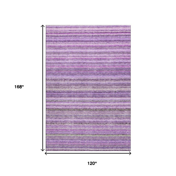 HomeRoots 10' X 14' Washable Purple & Gray Striped Area Rug with UV Protection for Durable Indoor & Outdoor Use 650812