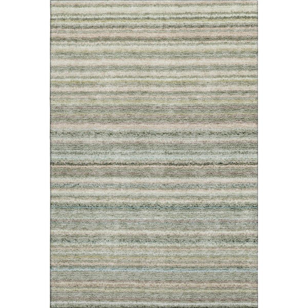 HomeRoots 8' X 10' Sage and Ivory Striped Area Rug - Soft, Stain-Resistant, UV-Protected for High-Traffic Spaces! 650816