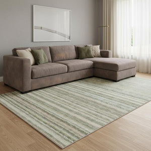 HomeRoots 8' X 10' Sage and Ivory Striped Area Rug - Soft, Stain-Resistant, UV-Protected for High-Traffic Spaces! 650816