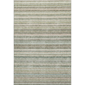 HomeRoots 9' X 12' Sage and Ivory Striped Washable Area Rug with UV Protection for Elegant Indoor Spaces 650817