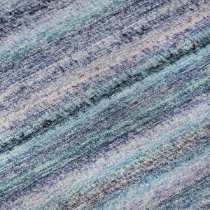 HomeRoots 5' Sky Blue & Gray Striped Washable Area Rug - Durable, UV-Protected for Stylish Home Décor 650820