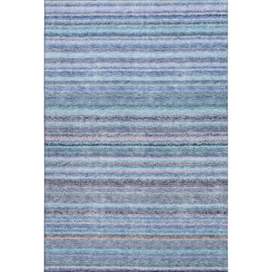 HomeRoots 9' X 12' Sky Blue and Gray Striped Area Rug - Washable, UV Protected, Perfect for High-Traffic Spaces 650823