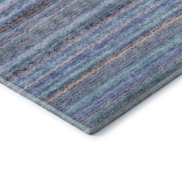 HomeRoots 9' X 12' Sky Blue and Gray Striped Area Rug - Washable, UV Protected, Perfect for High-Traffic Spaces 650823