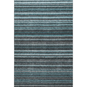 HomeRoots 8' X 10' Teal and Gray Striped Area Rug - Durable, Washable, UV-Protected for High-Traffic Spaces 650828