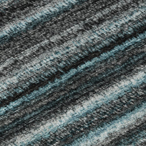 HomeRoots 8' X 10' Teal and Gray Striped Area Rug - Durable, Washable, UV-Protected for High-Traffic Spaces 650828