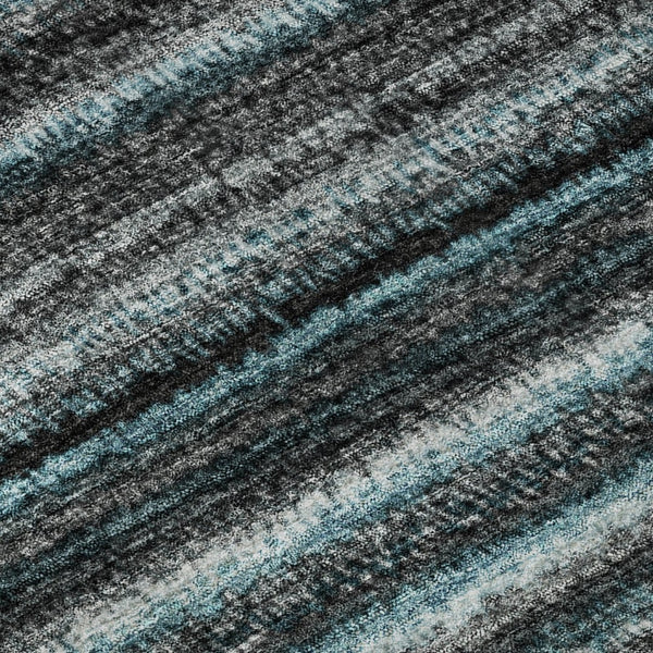 HomeRoots 8' X 10' Teal and Gray Striped Area Rug - Durable, Washable, UV-Protected for High-Traffic Spaces 650828