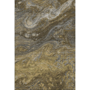 HomeRoots 10' X 14' Modern Abstract Washable Area Rug in Brown, Gray & Ivory with UV Protection & Stain Resistance 650836