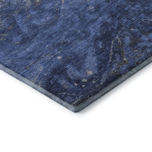 HomeRoots 8' Blue Gray and Ivory Abstract Round Washable Rug – UV Protected, Stain Resistant & Stylish Decor Addition 650839