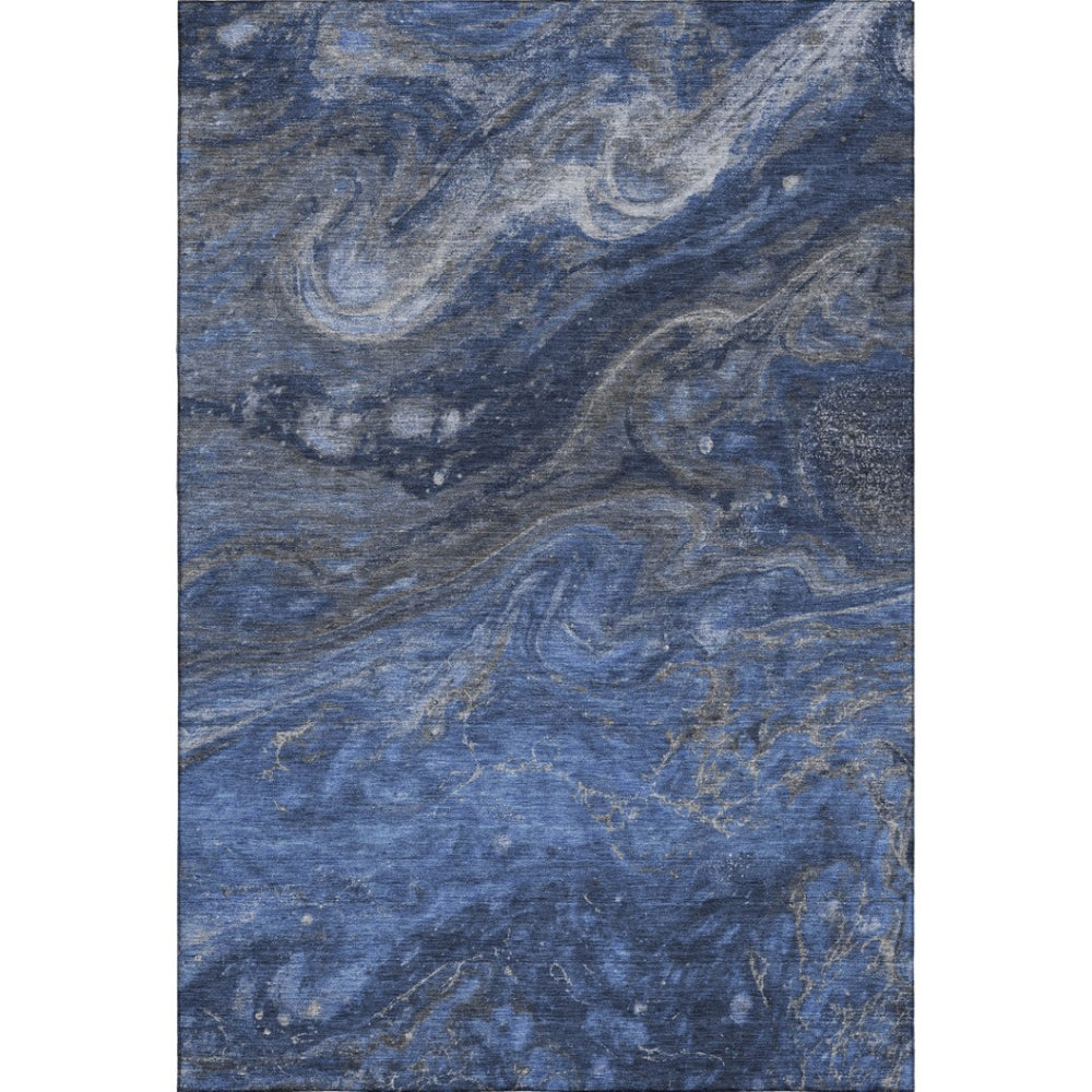 HomeRoots 8' X 10' Modern Blue Gray Abstract Washable Area Rug with UV Protection - Durable & Stylish Home Decor 650840