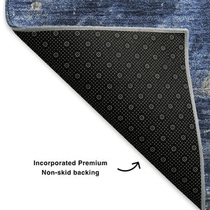 HomeRoots 10' X 14' Stylish Blue-Gray & Ivory Abstract Area Rug - Washable, UV Protected, Stain Resistant! 650842